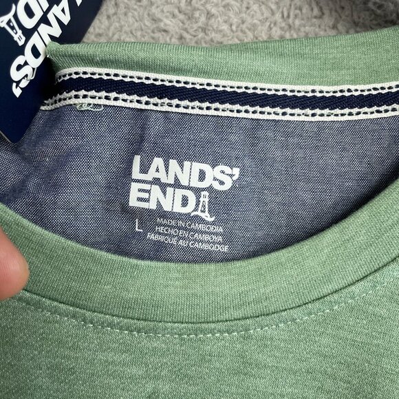 NEW Lands' End Men's L Green Classic Fit Short Sleeve Tee Shirt - Picture 6 of 7